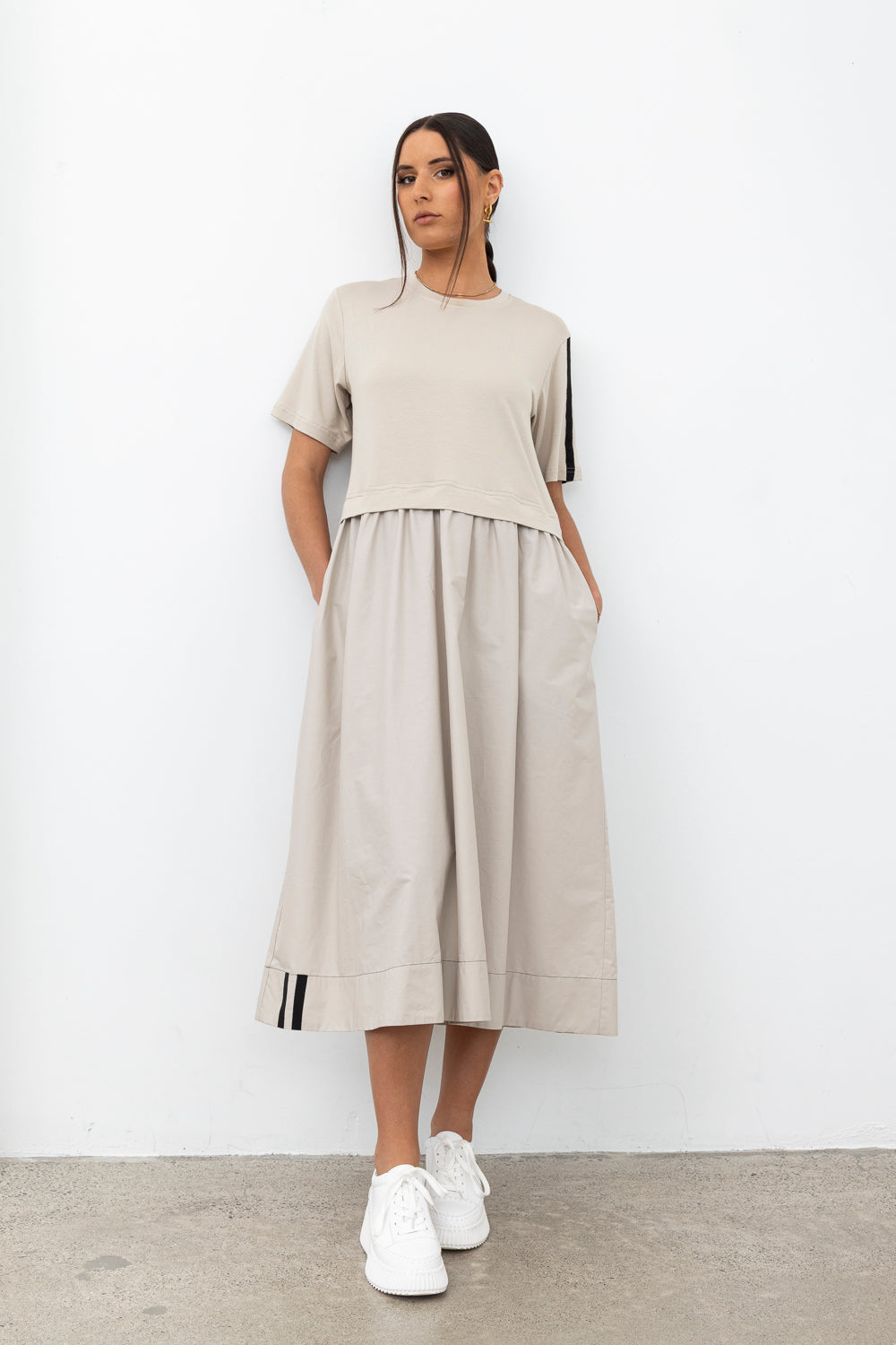 That Way Dress / Ivory-Black Trim