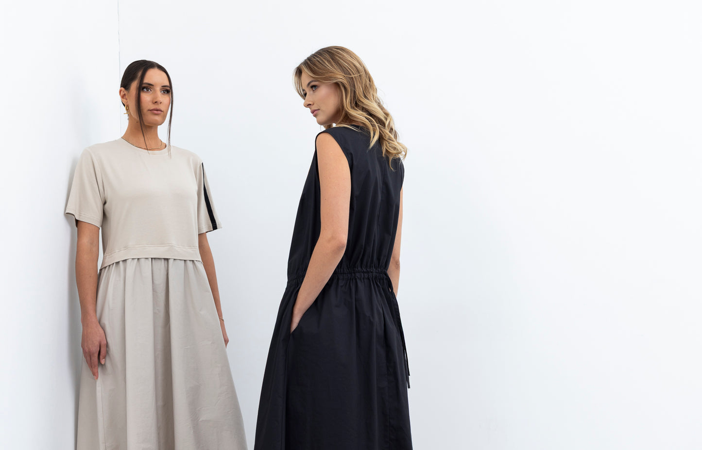 That Way Dress / Ivory-Black Trim