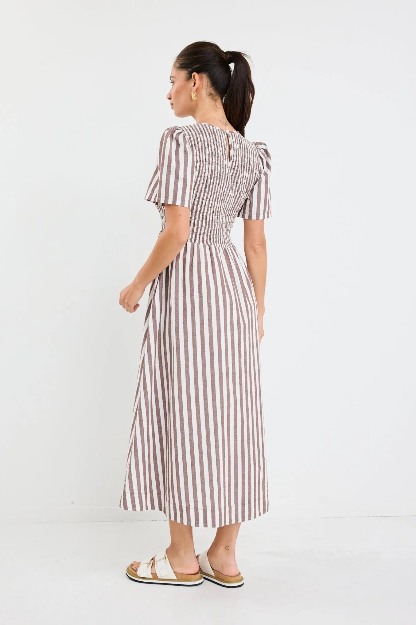 Wren Stripe Midi Dress / Chocolate