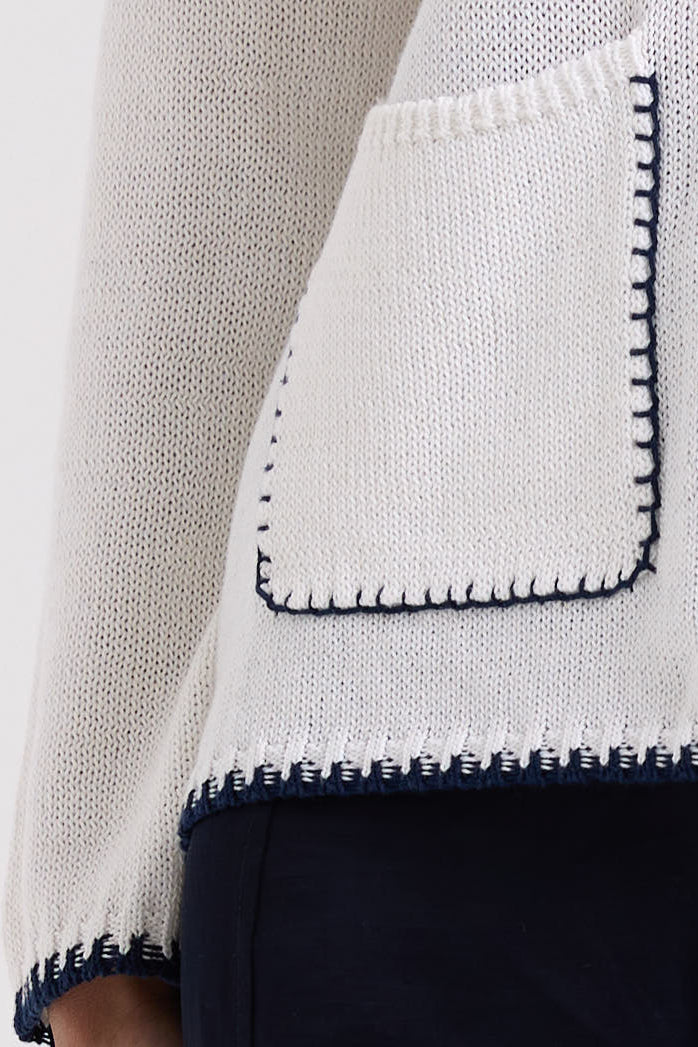 Hand Work Trim A-Line Jumper / White