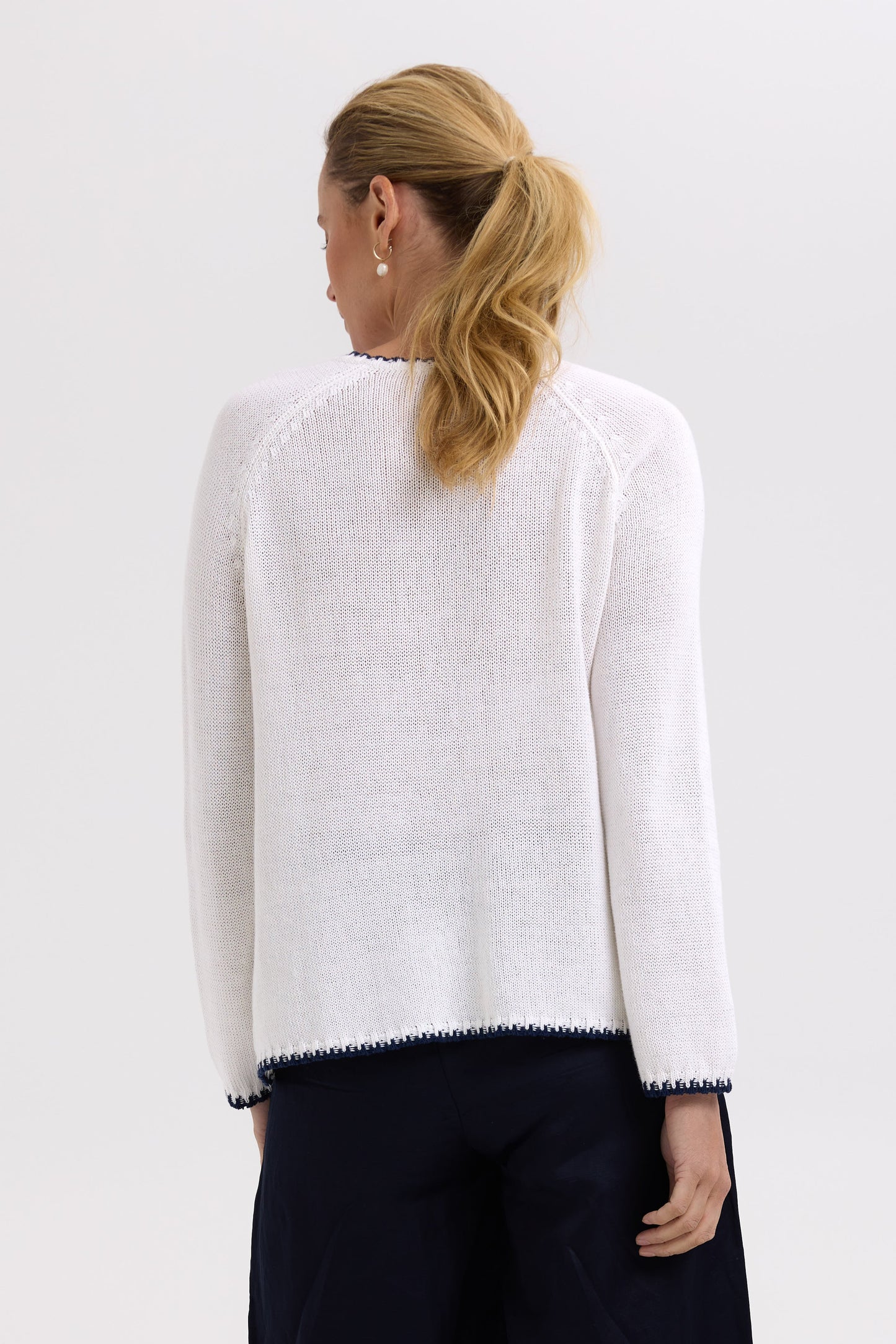Hand Work Trim A-Line Jumper / White