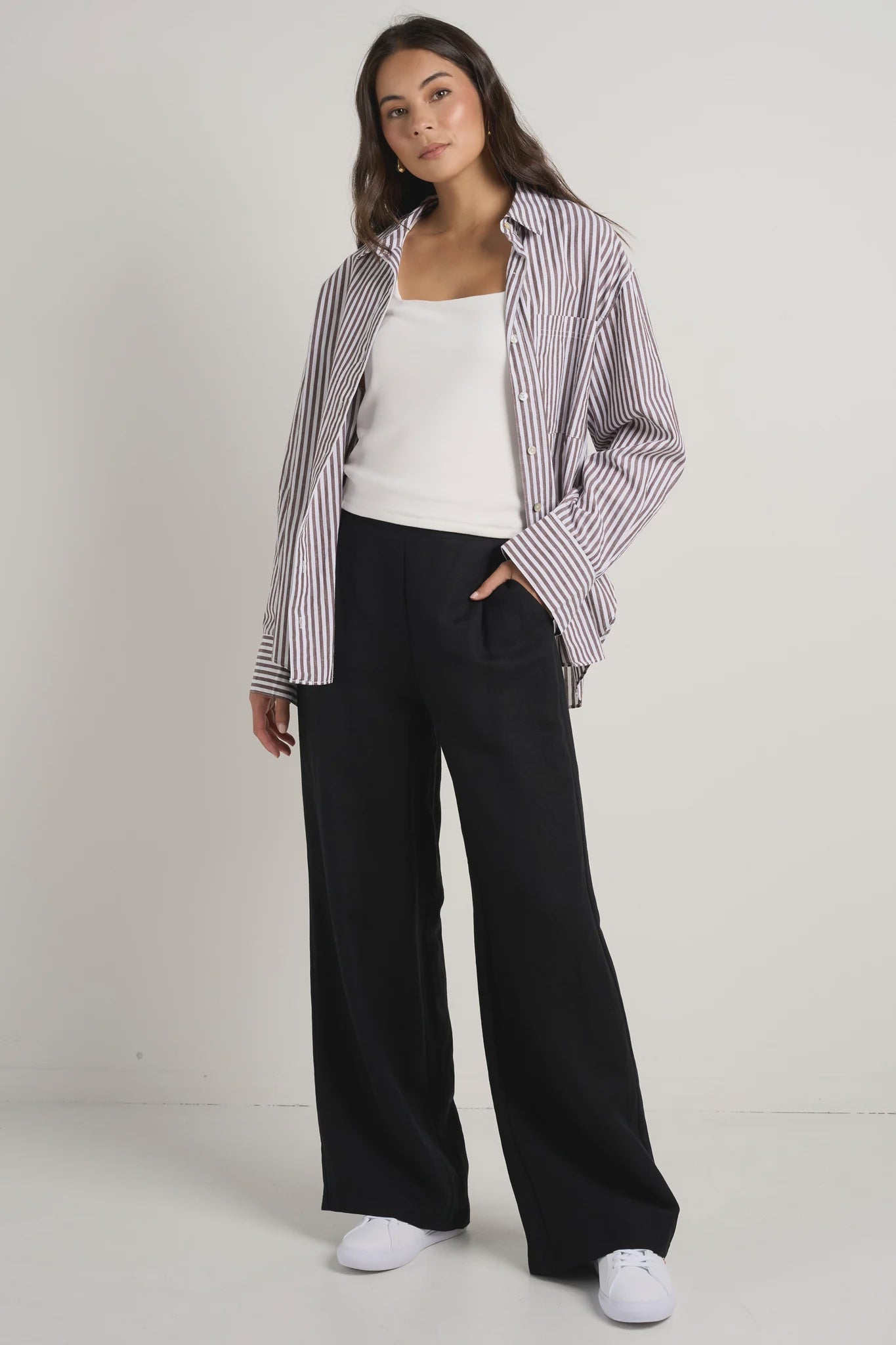 You Got This Chocolate Stripe Oversized Shirt / Chocolate Stripe