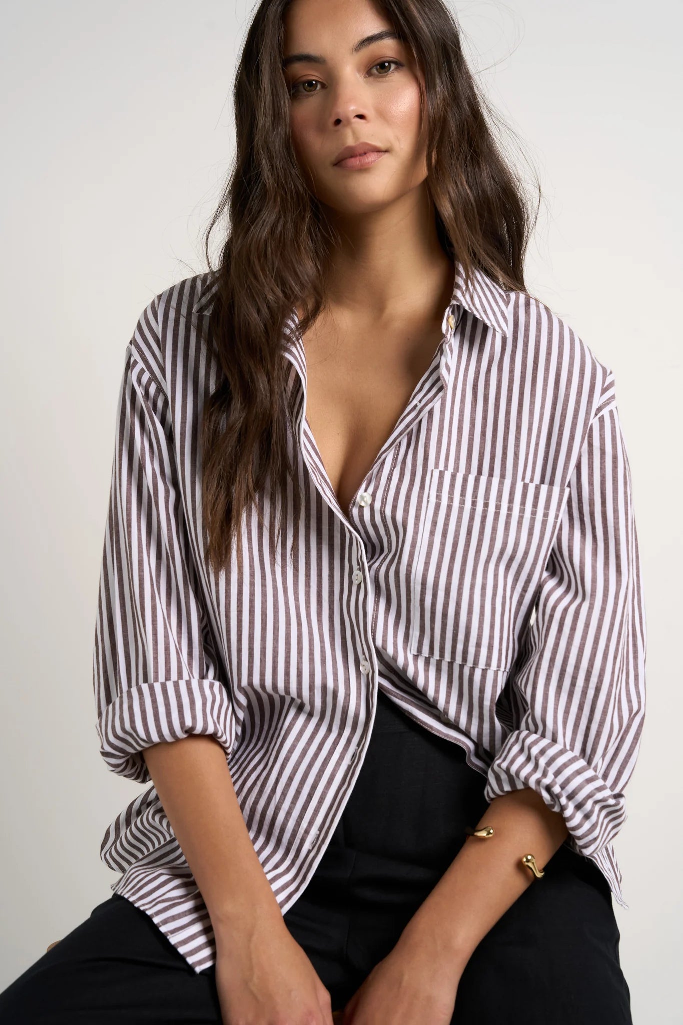 You Got This Chocolate Stripe Oversized Shirt / Chocolate Stripe