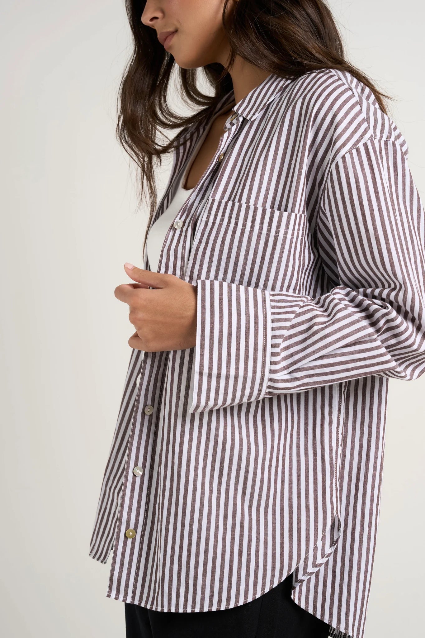 You Got This Chocolate Stripe Oversized Shirt / Chocolate Stripe