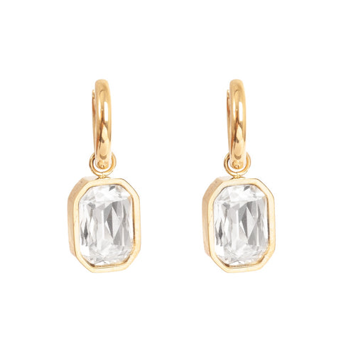 Pure Steel Crystal Gold Earrings