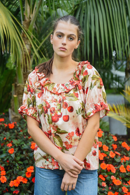 Frill-Anthropy Top / Cherry