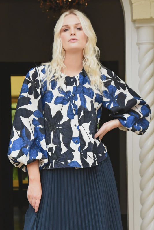 Happy To Be Here Shirt / Navy Floral
