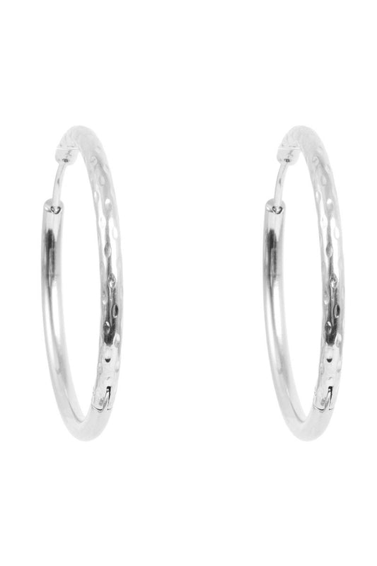 Pure Steel Silver Hoop Beaten / Smooth