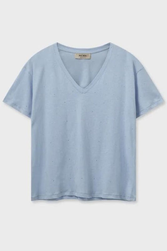 Mos Mosh Main V-SS Deco Tee/Cashmere blue