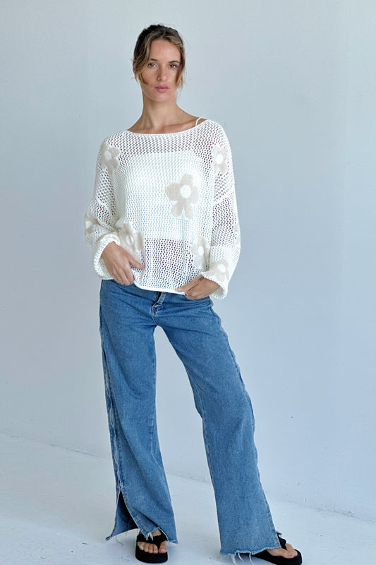 Rae Knit Top/White