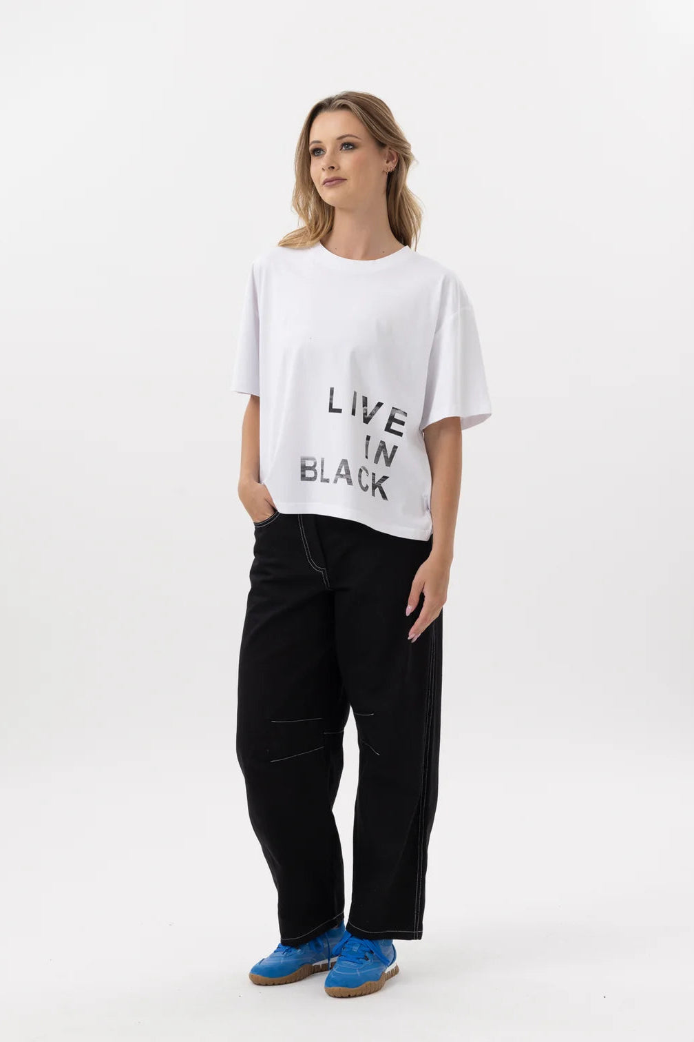 Live in Black Tee SS / White