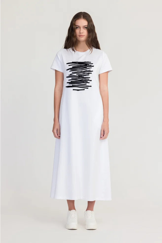 Strand Dress / Ivory-Black