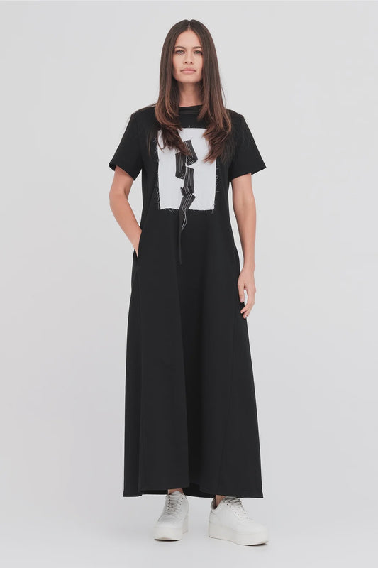 Sector Dress / Black-Ivory