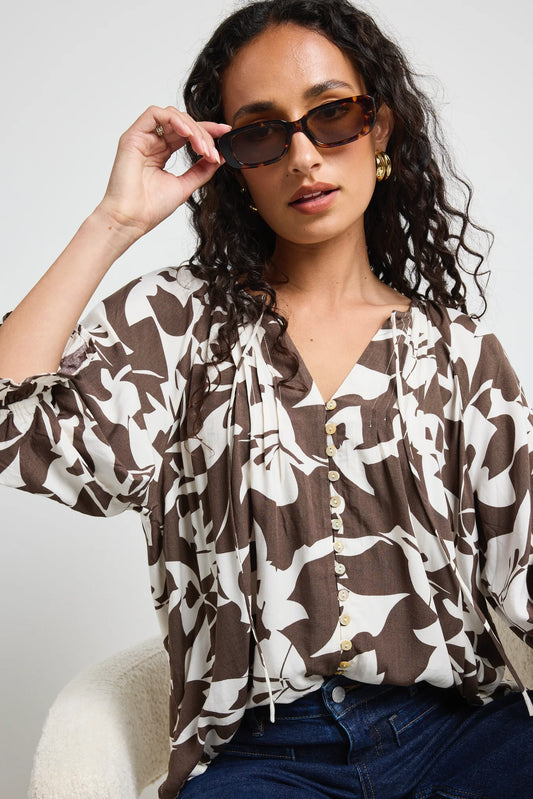 Antic Chocolate Blouse / Cutout Print