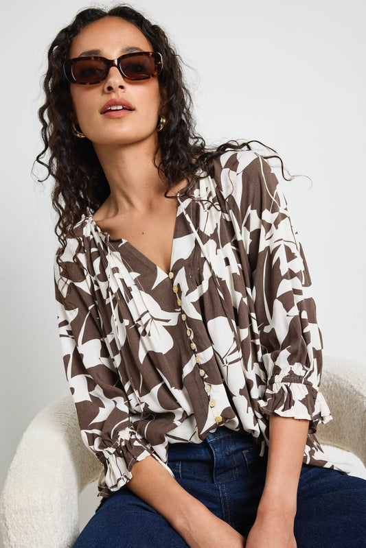 Antic Chocolate Blouse / Cutout Print