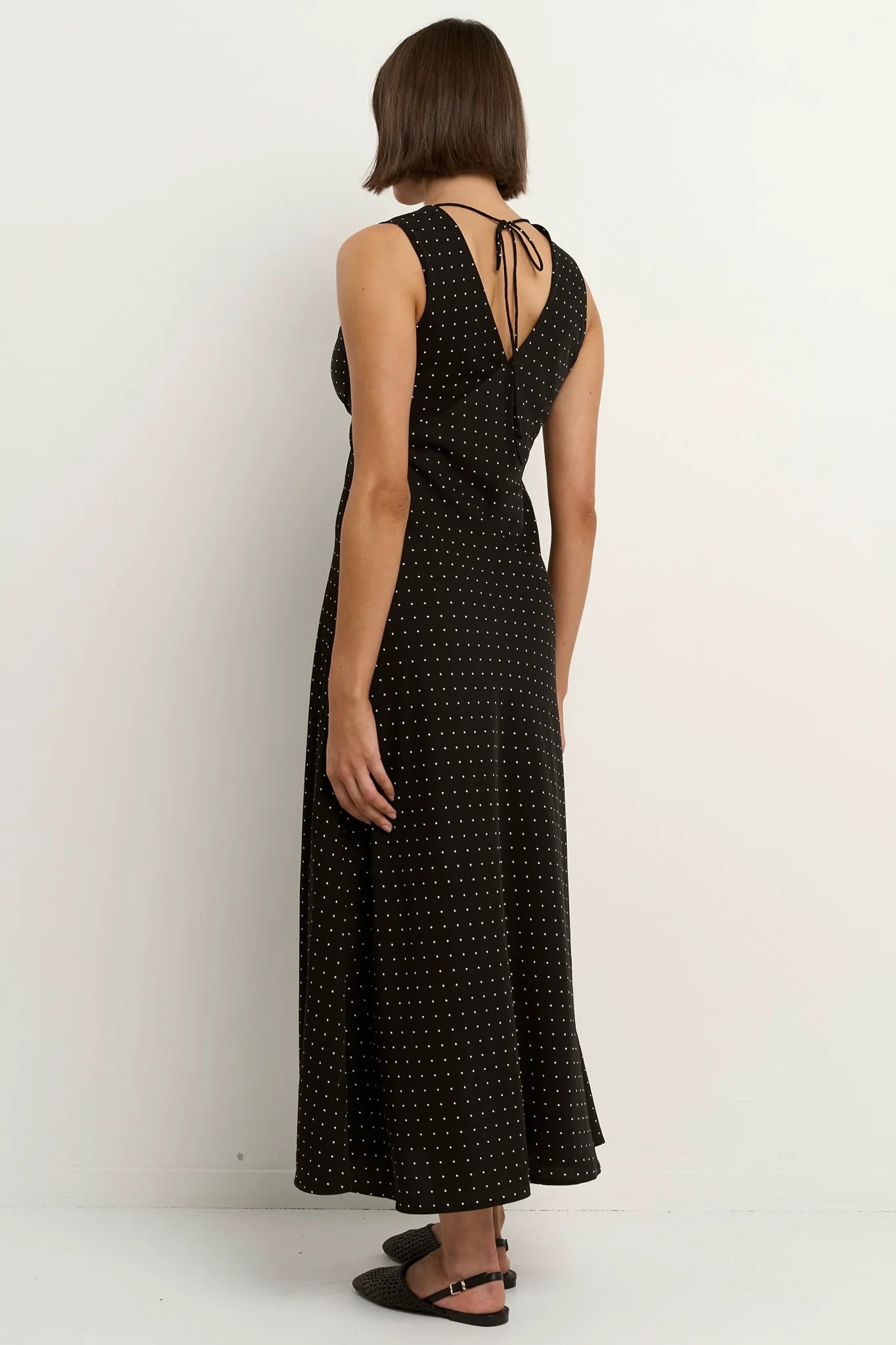 Aston Maxi Dress / Black Ditsy Polka Dot
