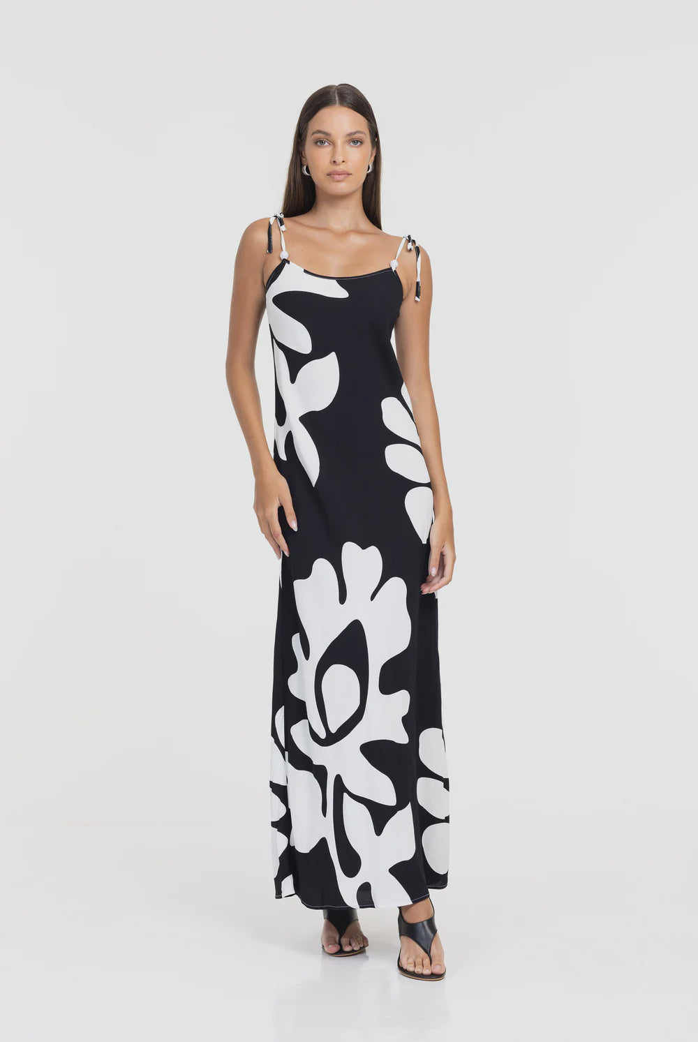 Bow Slip Dress / Black-White