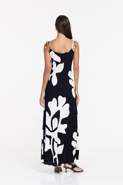 Bow Slip Dress / Black-White