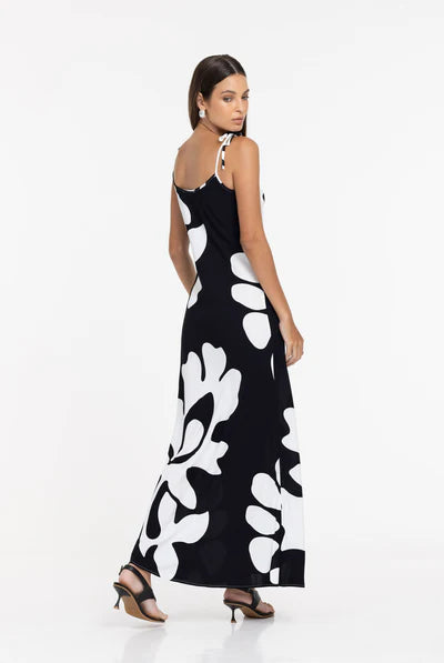 Bow Slip Dress / Black-White