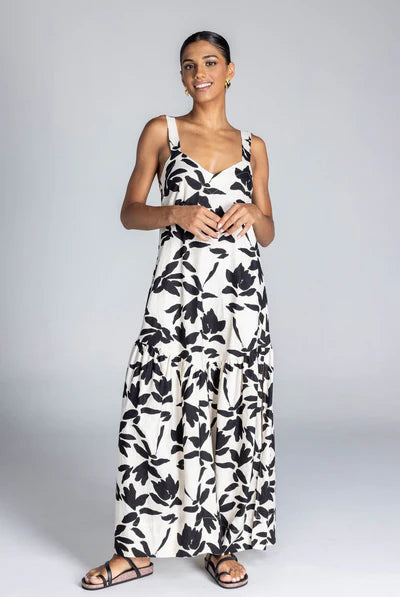Break Your Heart Dress / Ivory with Black Floral