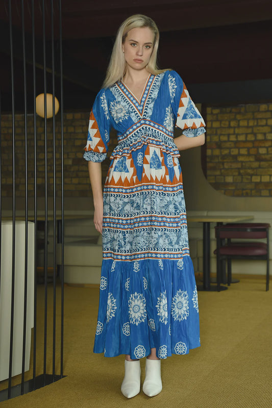 Let It V Dress / Blue Multi