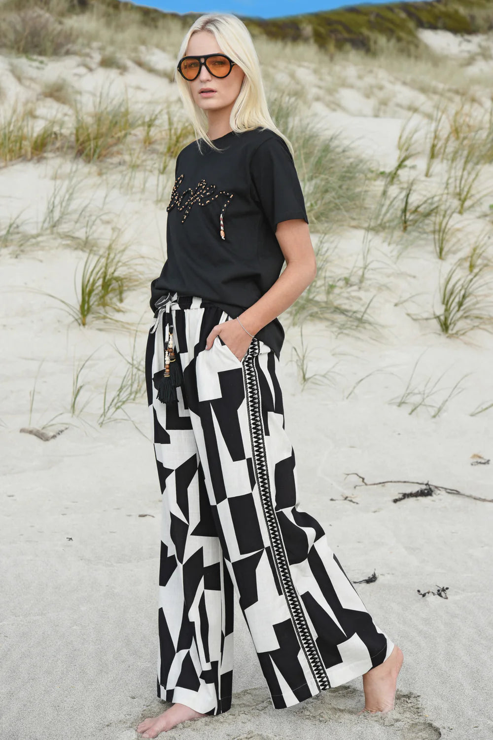 Seville Strolls  Trouser/ Black Geo