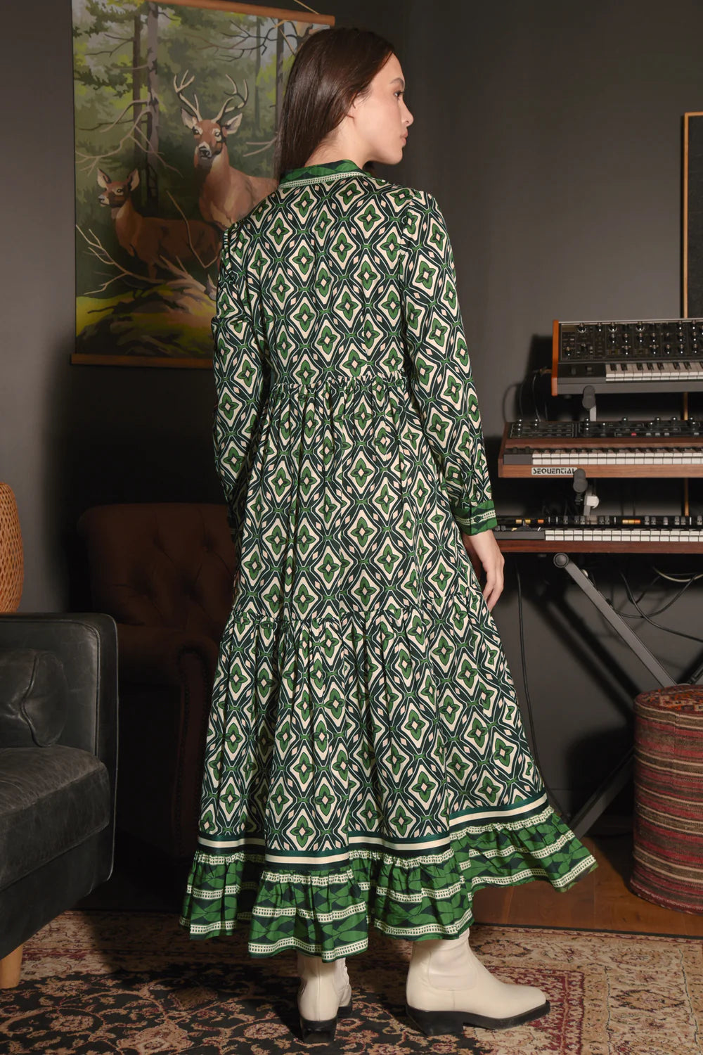 Dressing Game Dress / Green geo