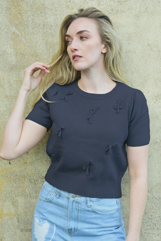 Bow-Delicious Top / Navy