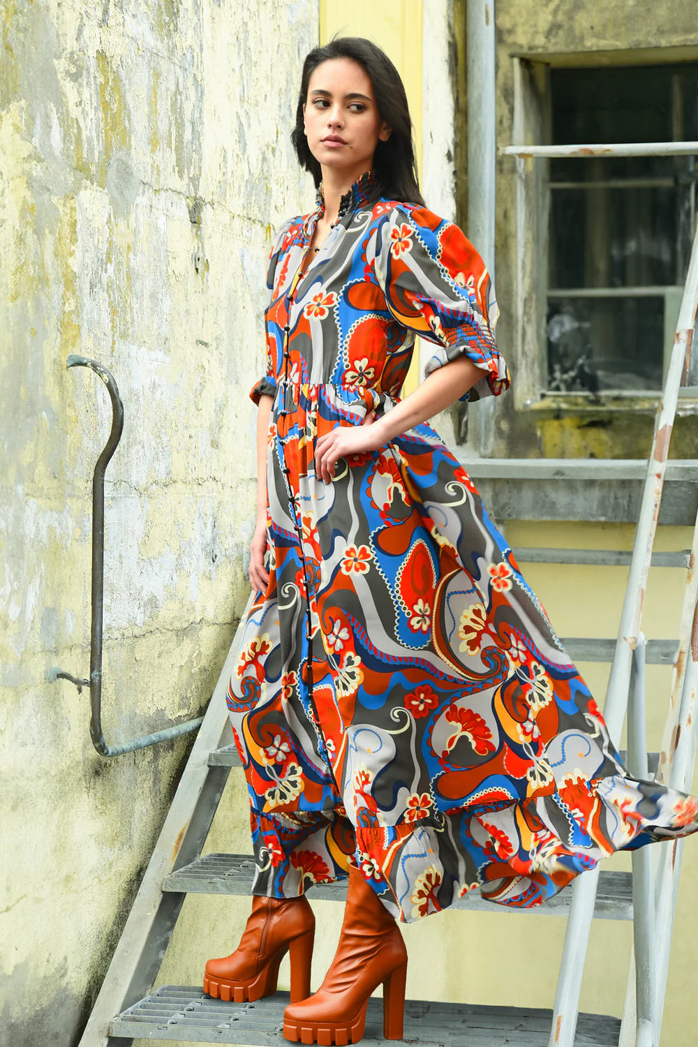 High Society Dress / Red-Grey