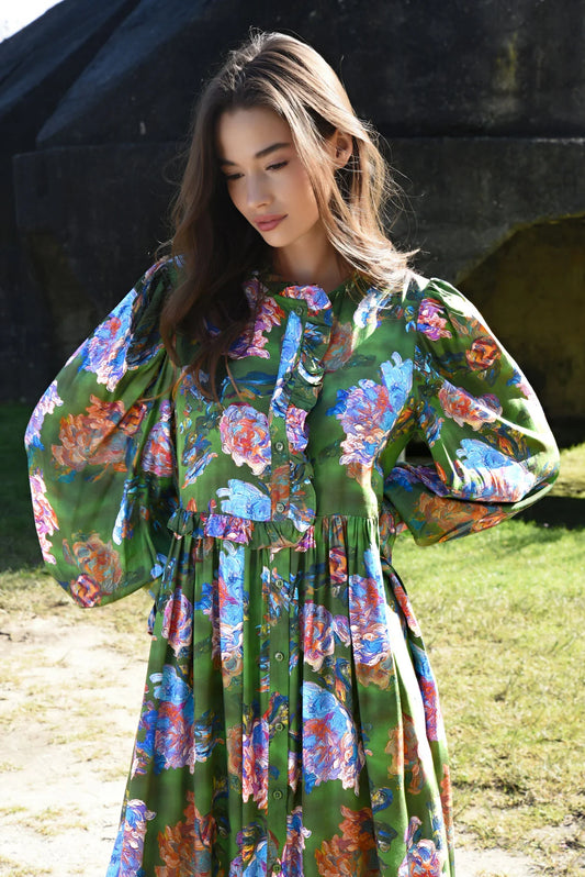 Floral Flair Dress / Green