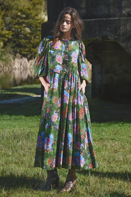 Floral Flair Dress / Green