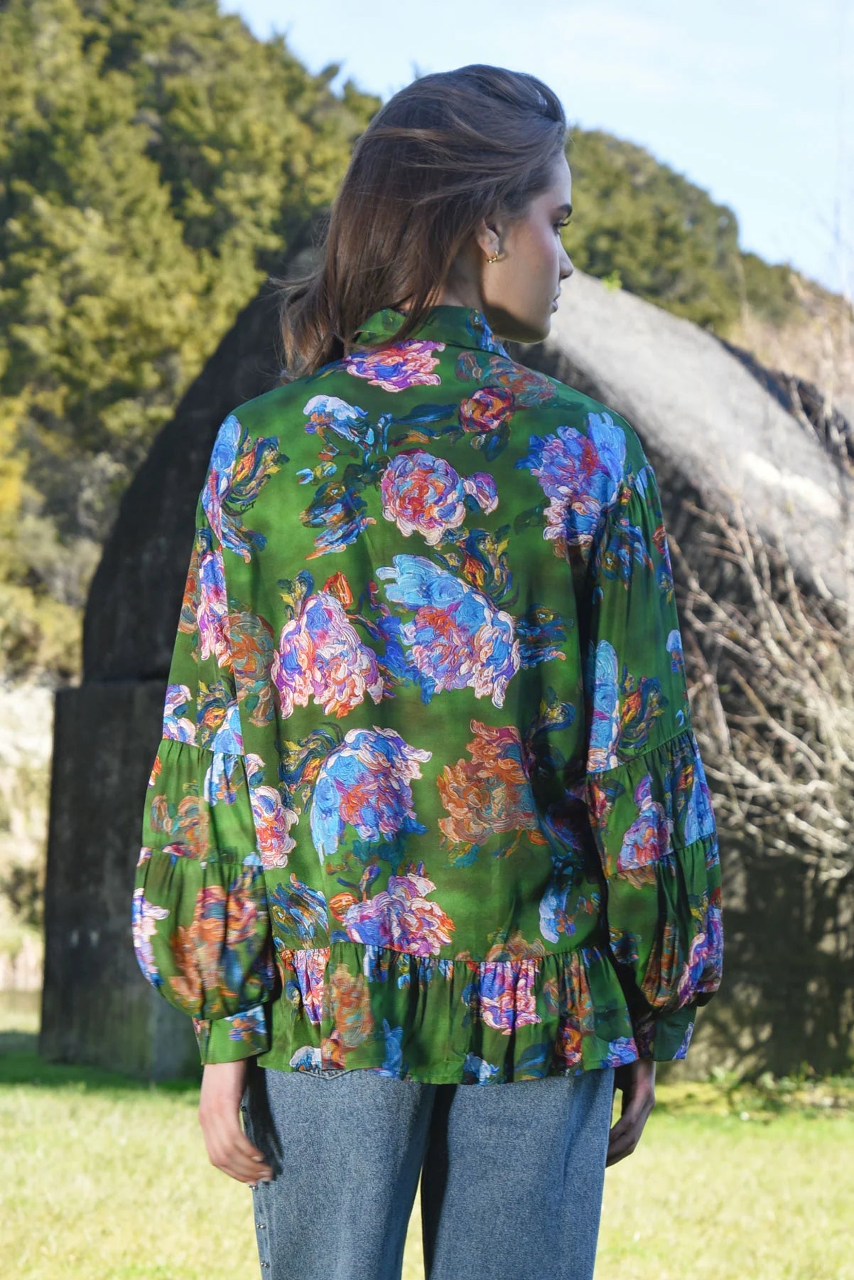 Flounce On Blouse / Green