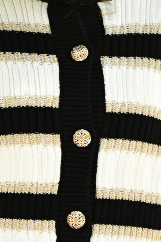 Going for Gold Cardigan / BLK-GLD -IVORY