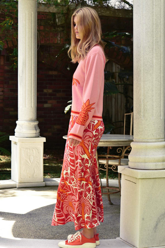 Bias the Way Skirt / Red & Pink