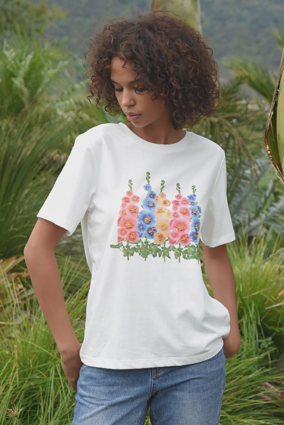 Foxglove  & Fancy Free Tee / White