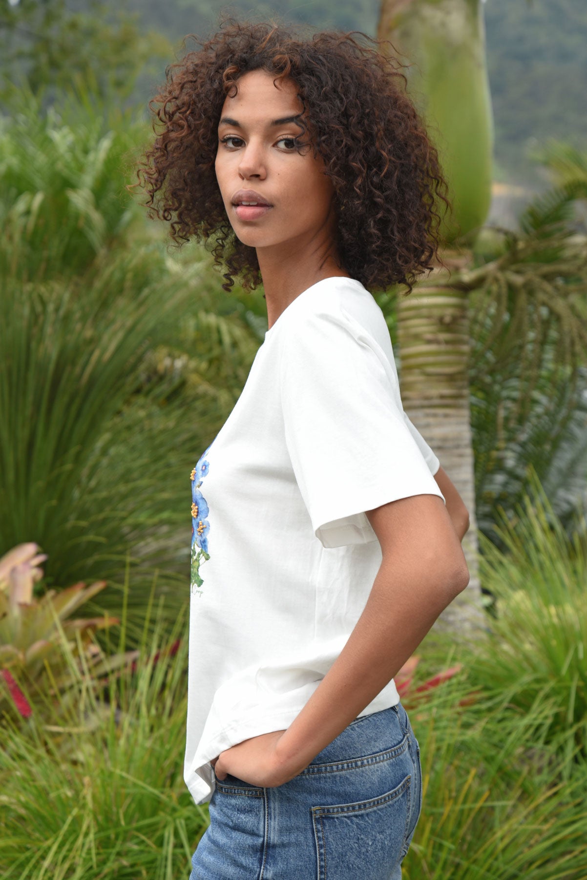 Foxglove  & Fancy Free Tee / White
