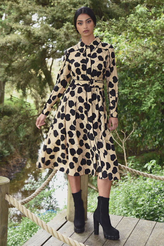Pipe Dream Dress / Tan & Black