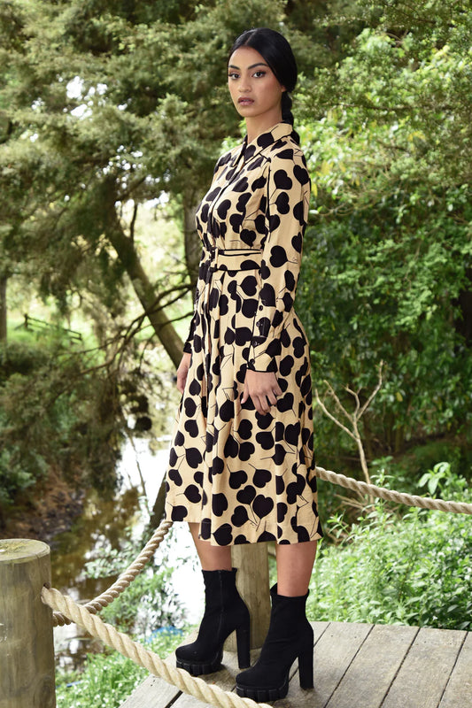 Pipe Dream Dress / Tan & Black