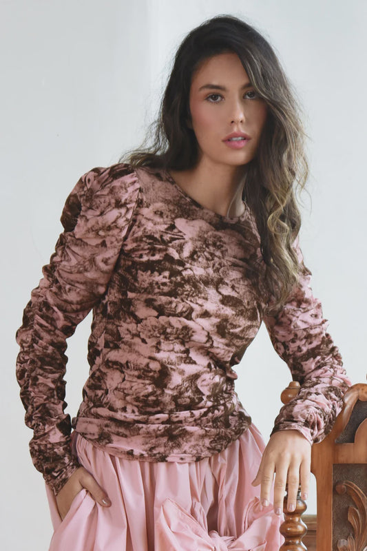 Ruche The Day Top / Pink & Brown