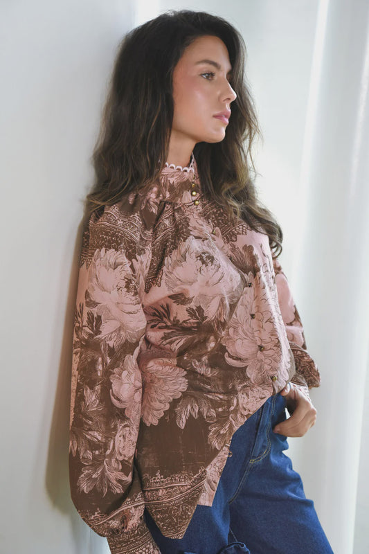 High Society Blouse / Pink & Brown
