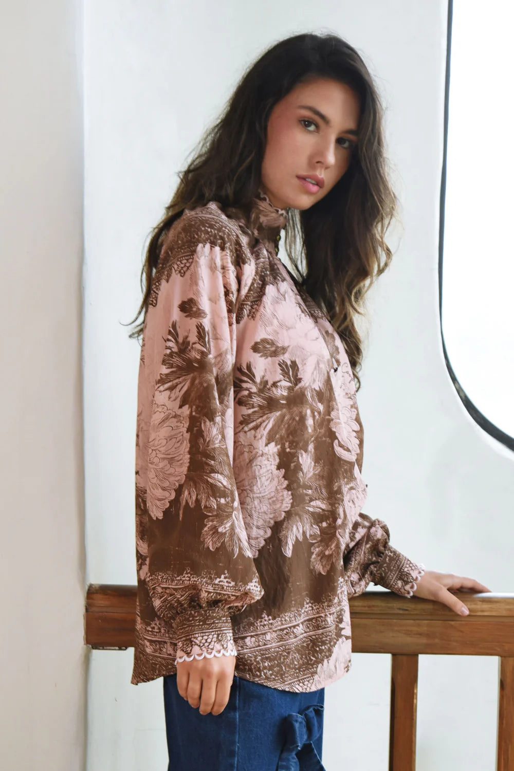 High Society Blouse / Pink & Brown