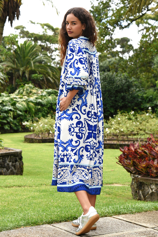 Now and then Dress / Blue Tile