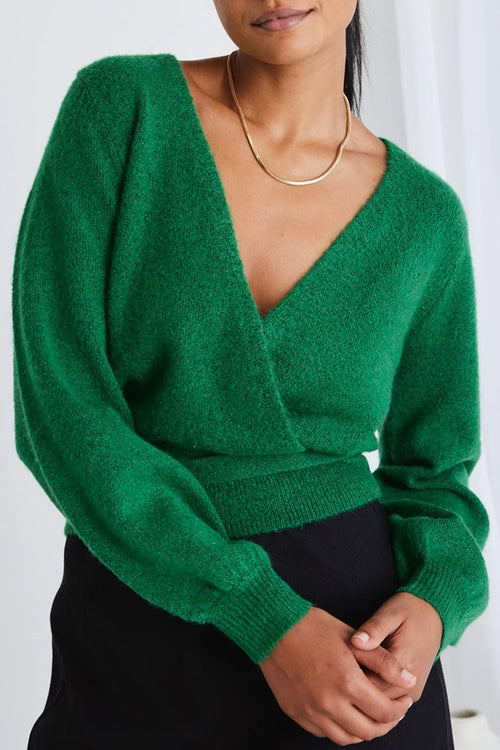 Charm Wrap knit Jumper /Green