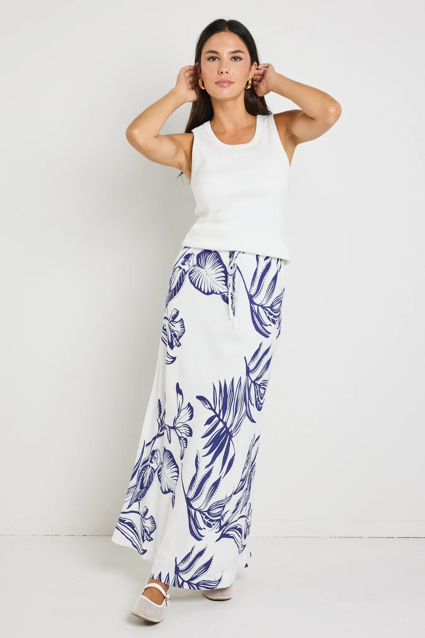 Departure Navy Silhouette Maxi Skirt - Navy Silhouette