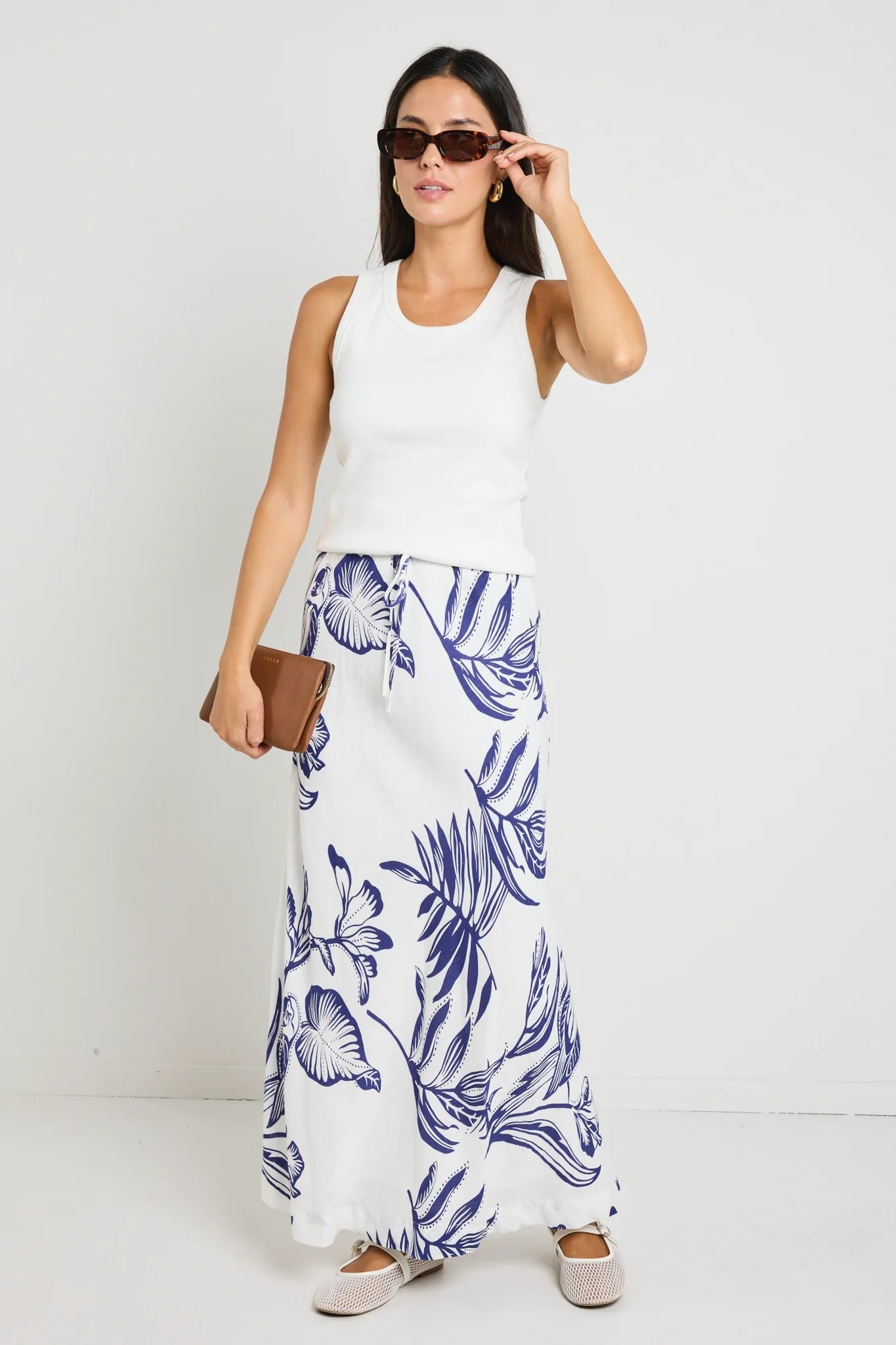 Departure Navy Silhouette Maxi Skirt - Navy Silhouette