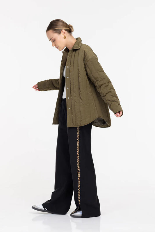 Diego Pant / Black with Leopard Trim