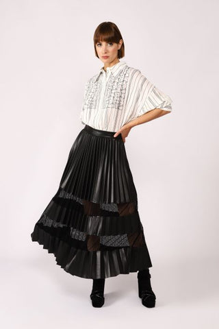 Saintly Black Linen Mini Skirt