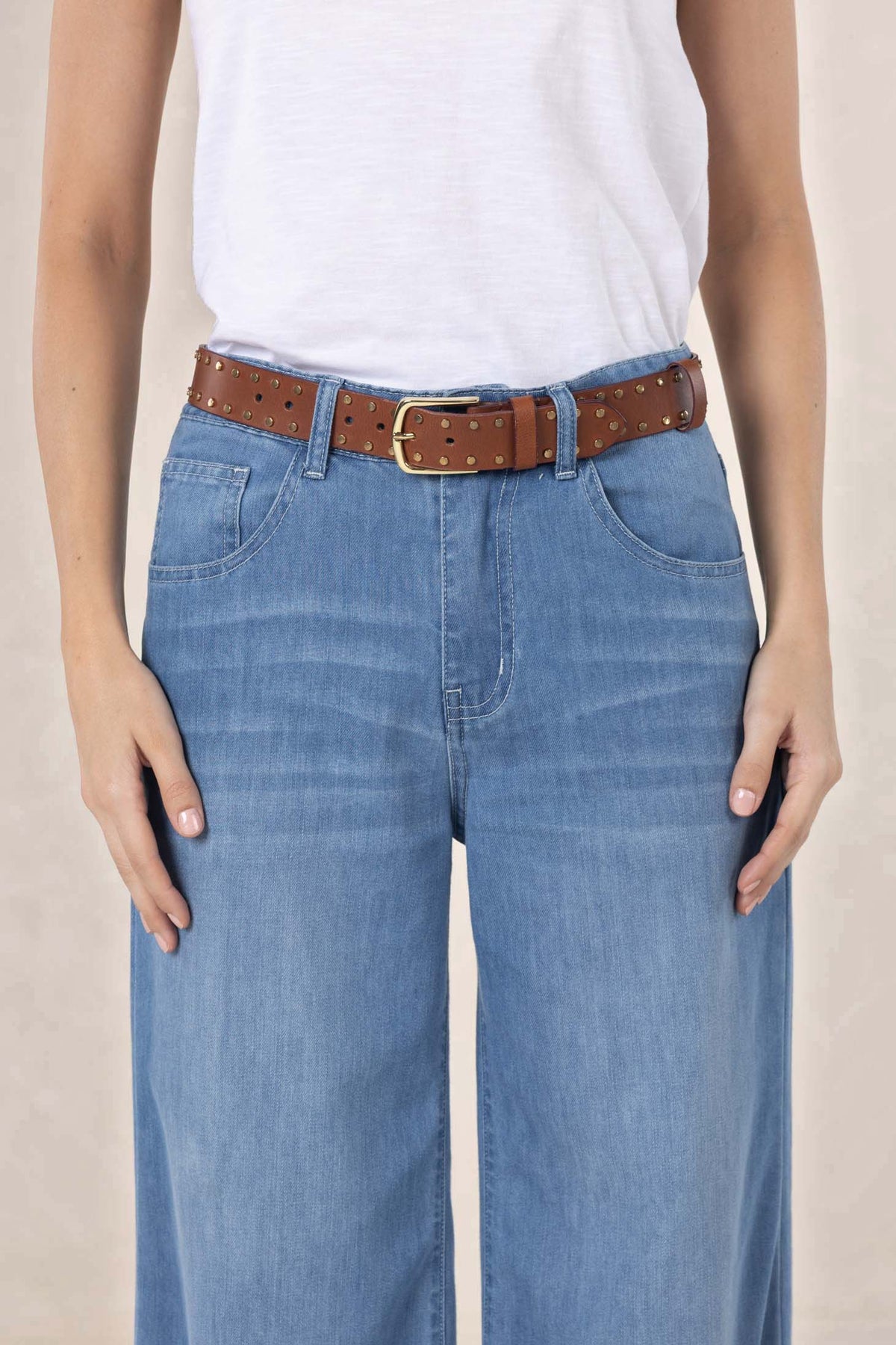 Studded Belt / Cognac