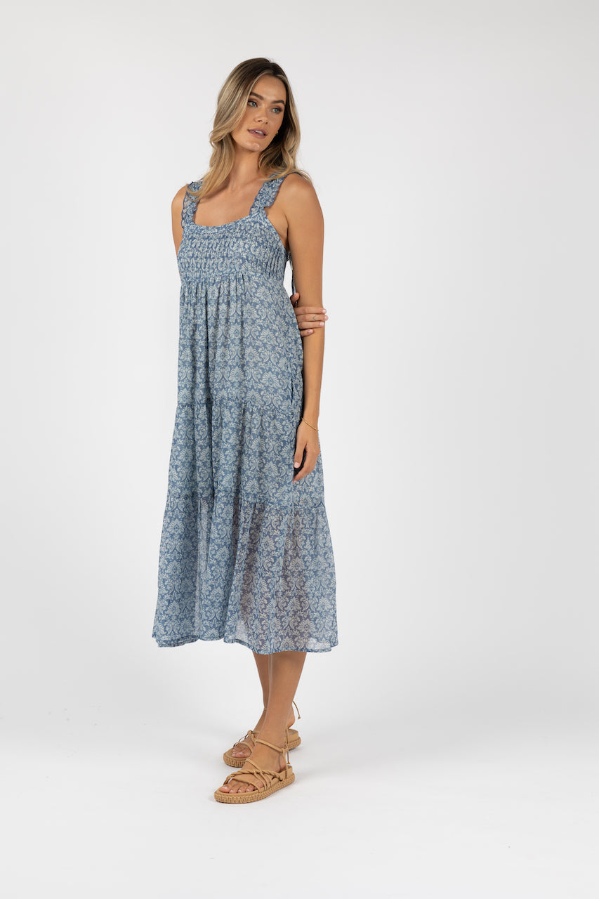 Vacay Aries Dress /Blue Print