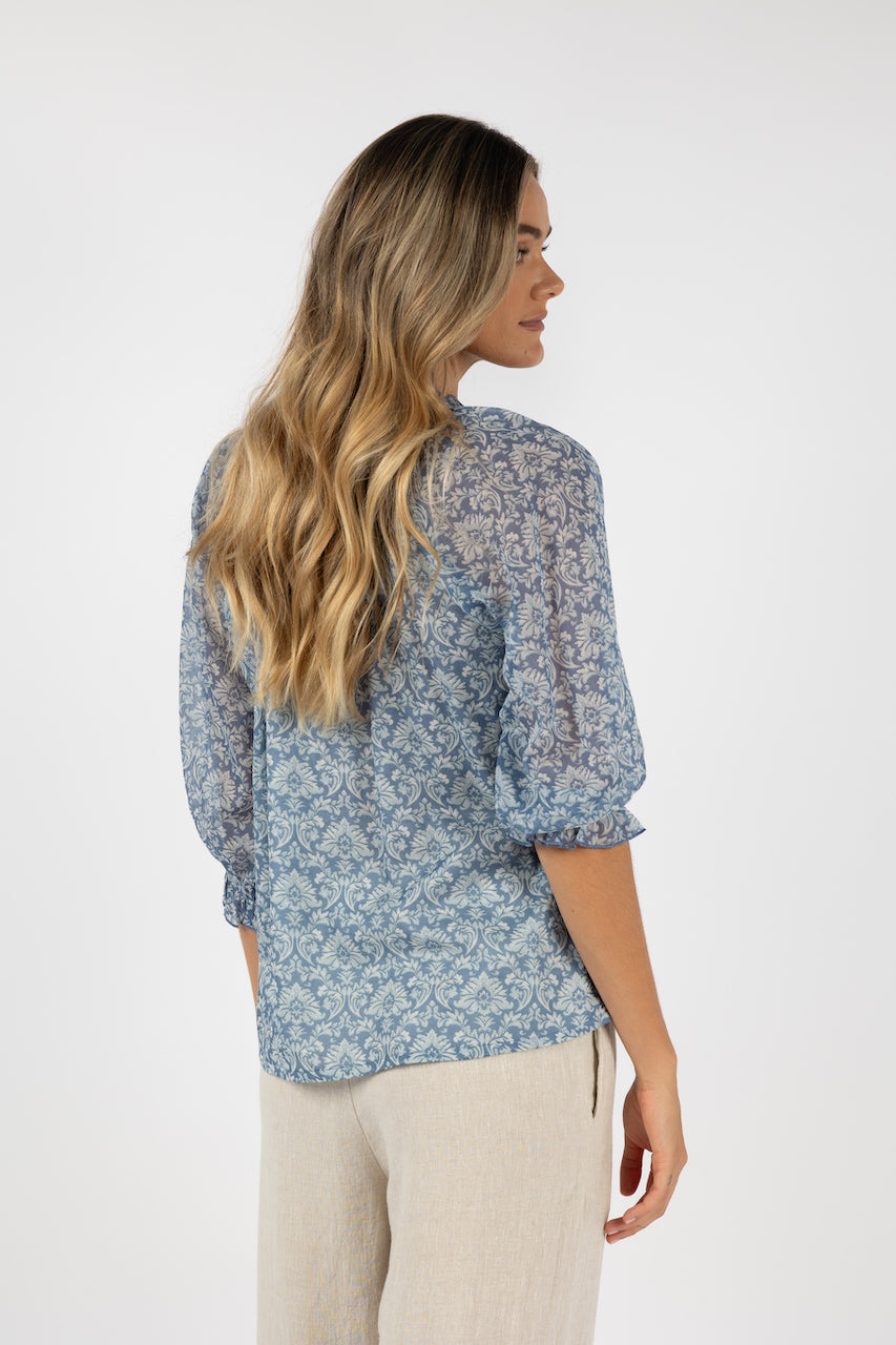 Portafino Aries Blouse /Blue Print